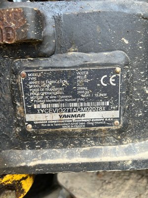 Mini pelle Yanmar VIO27-6 Canopy