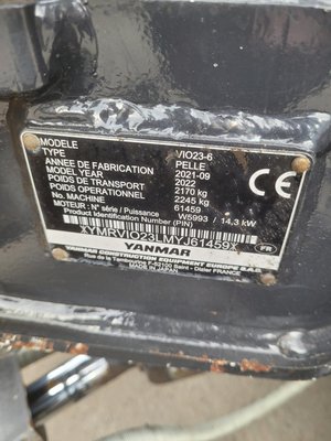 Mini pelle Yanmar VIO23 CANOPY