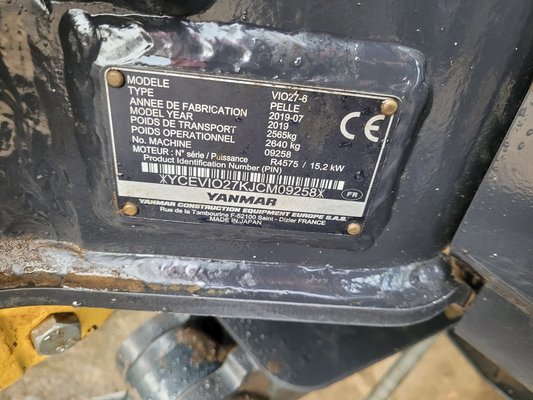 Mini pelle Yanmar VIO27-6 Canopy