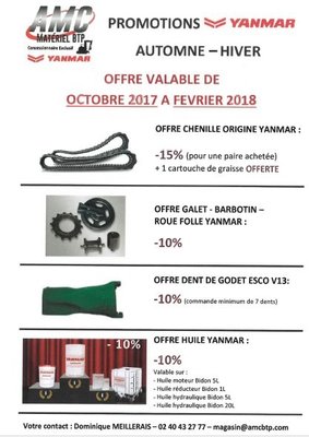 PROMOTIONS Pièces Détachées YANMAR